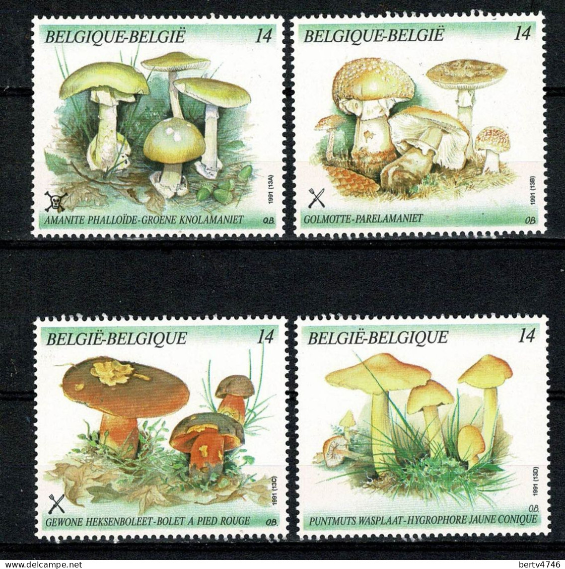 Belg. 1991 OBP/COB  2418/21**, Mi 2470/73** MNH Paddestoelen /Champignons /Mushrooms - Nuovi