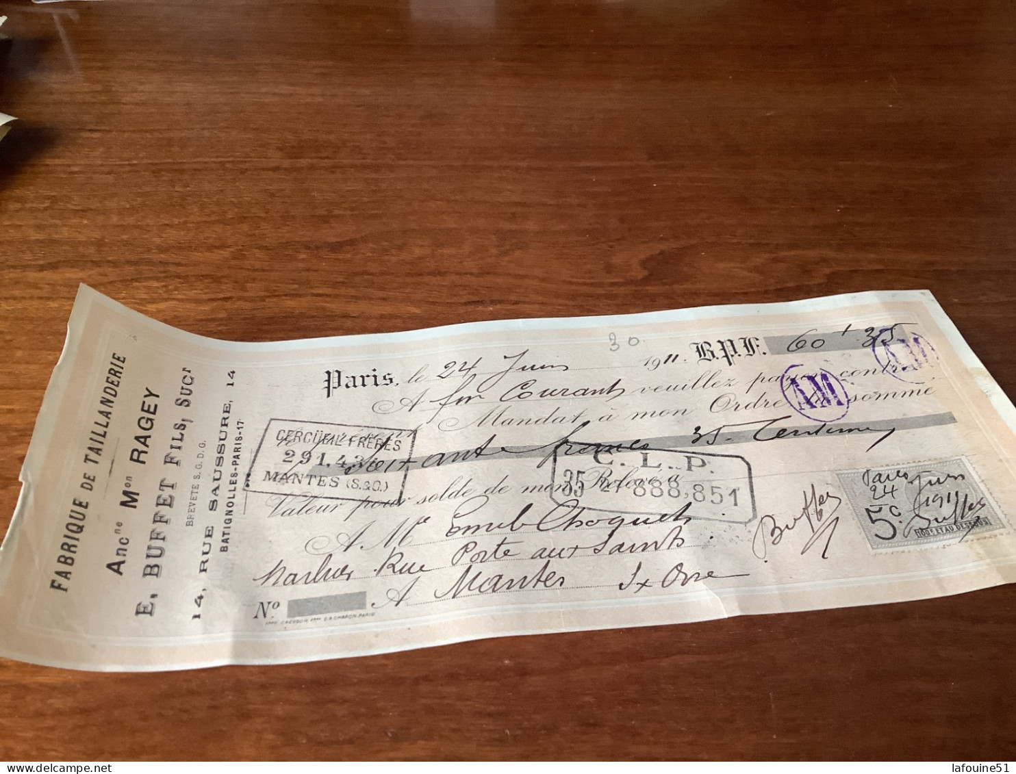 Mantes.     Paris. - Bills Of Exchange