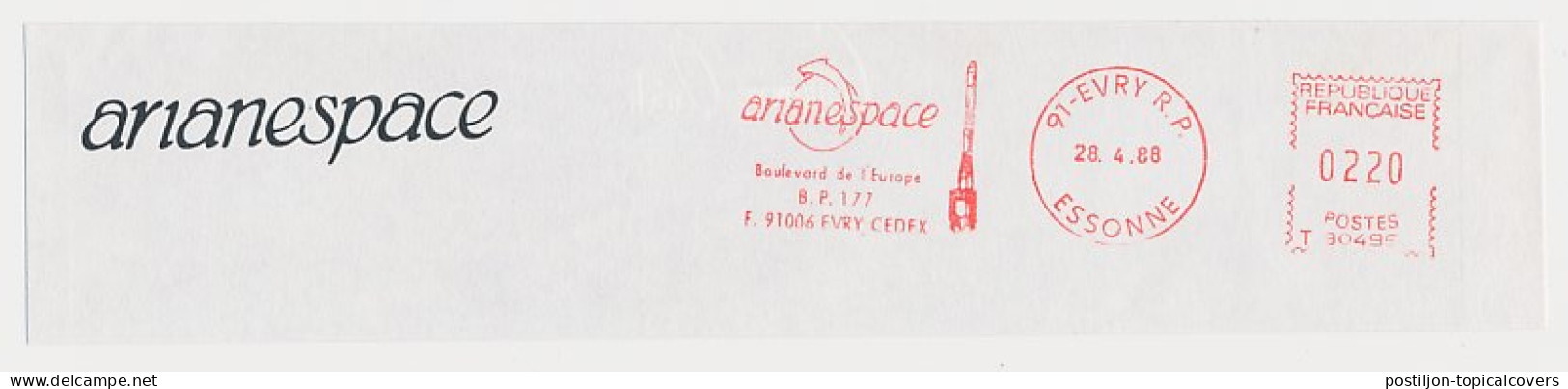 Meter Top Cut France 1988 Arianespace - Rocket - Astronomùia
