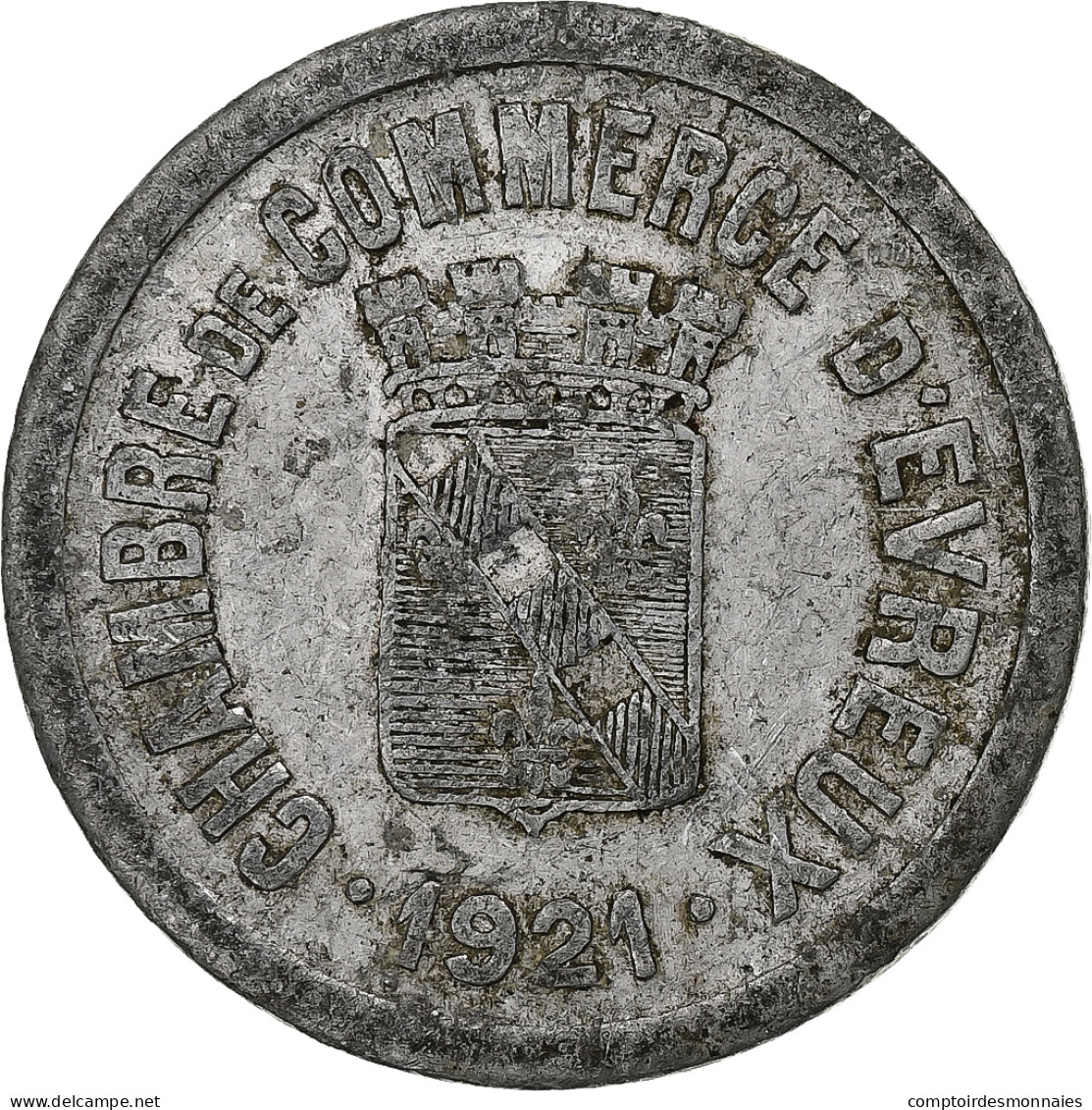 France, Chambre De Commerce D'Evreux, 25 Centimes, 1921, TTB+, Aluminium - Monetary / Of Necessity