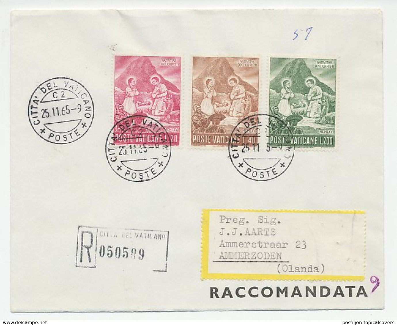 Registered Cover / Postmark Vatican 1965 Birth Of Jesus Christ - Sonstige & Ohne Zuordnung