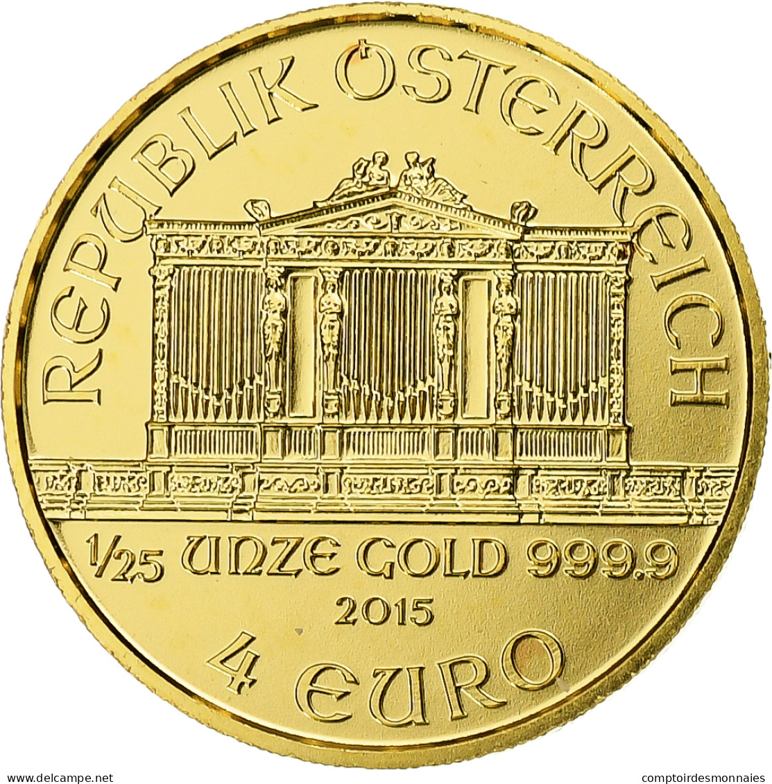 Autriche, 4 Euro - 1/25 Oz, Orchestre Philharmonique, 2015, Vienna, Or, SPL+ - Austria