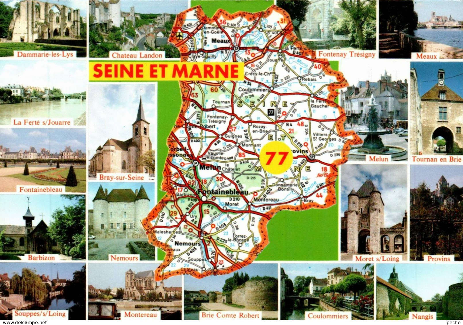 N°2261 Z -cpsm Carte Géographique De La Seine Et Marne- - Landkarten