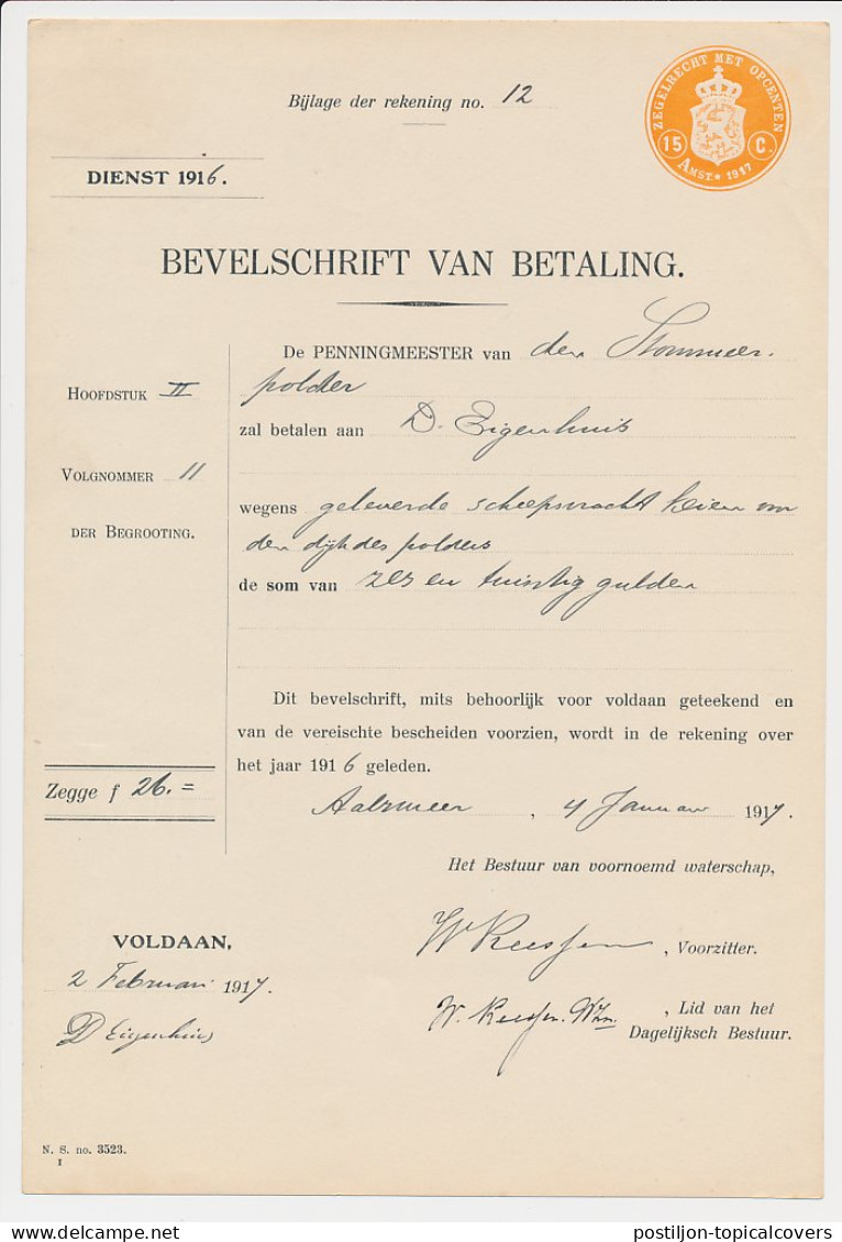 Fiscaal Droogstempel 15 C. ZEGELRECHT MET OPCENTEN AMST. 1917 - Fiscali