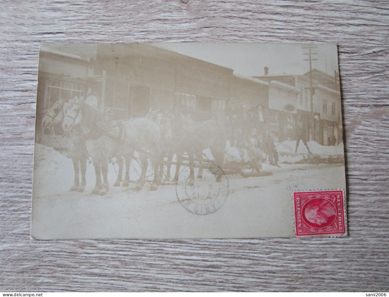 CPA PHOTO ETATS UNIS SUMPTER OREGON  ATTELAGE CHEVAUX BOIS ANIMEE NEIGE - Altri & Non Classificati