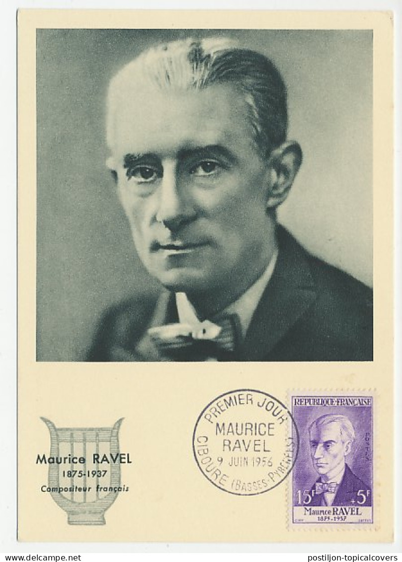 Maximum Card France 1956 Maurice Ravel - Composer - Música