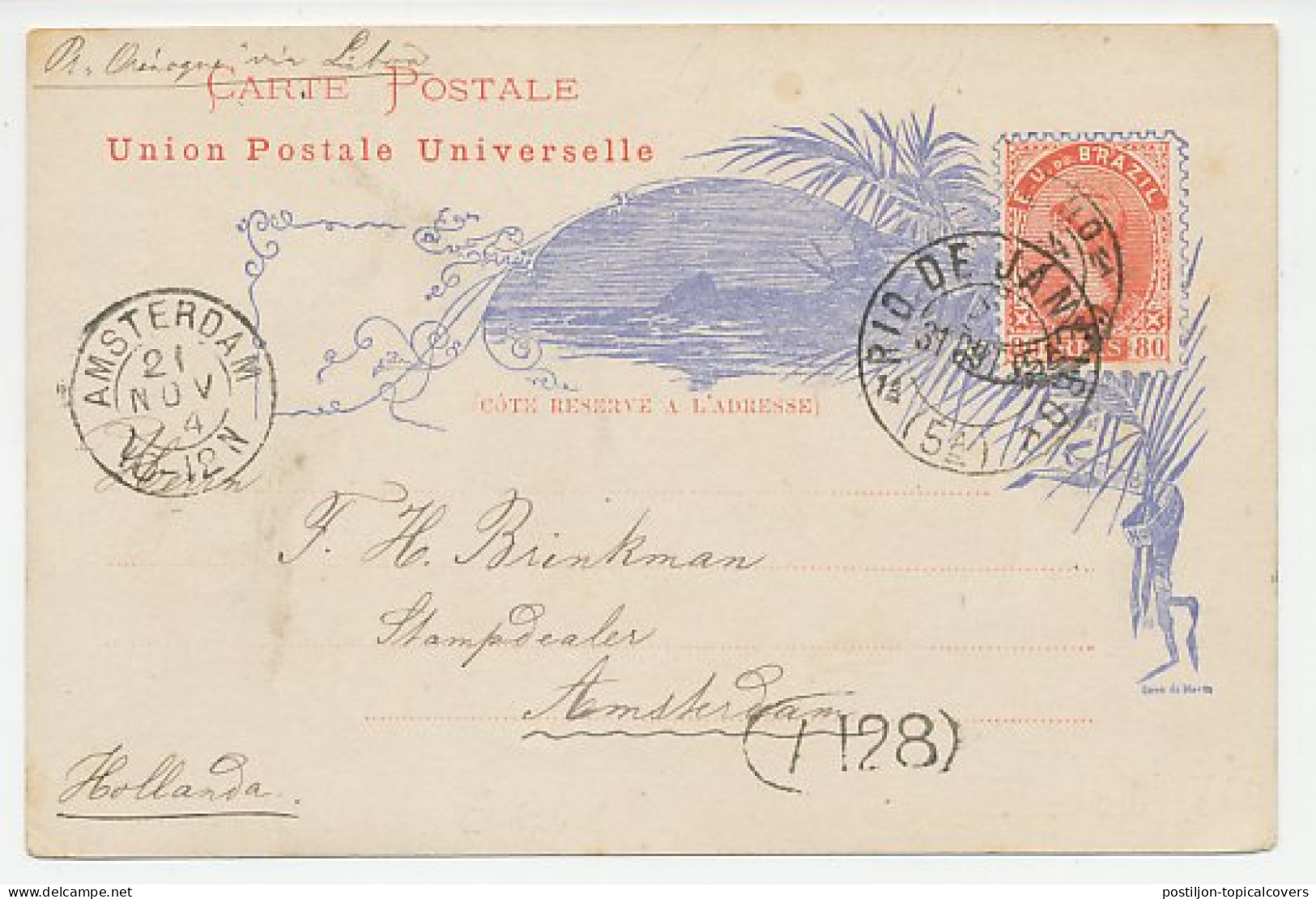 Postal Stationery Brazil 1894 Palm Tree - Sugar Cane - Trees