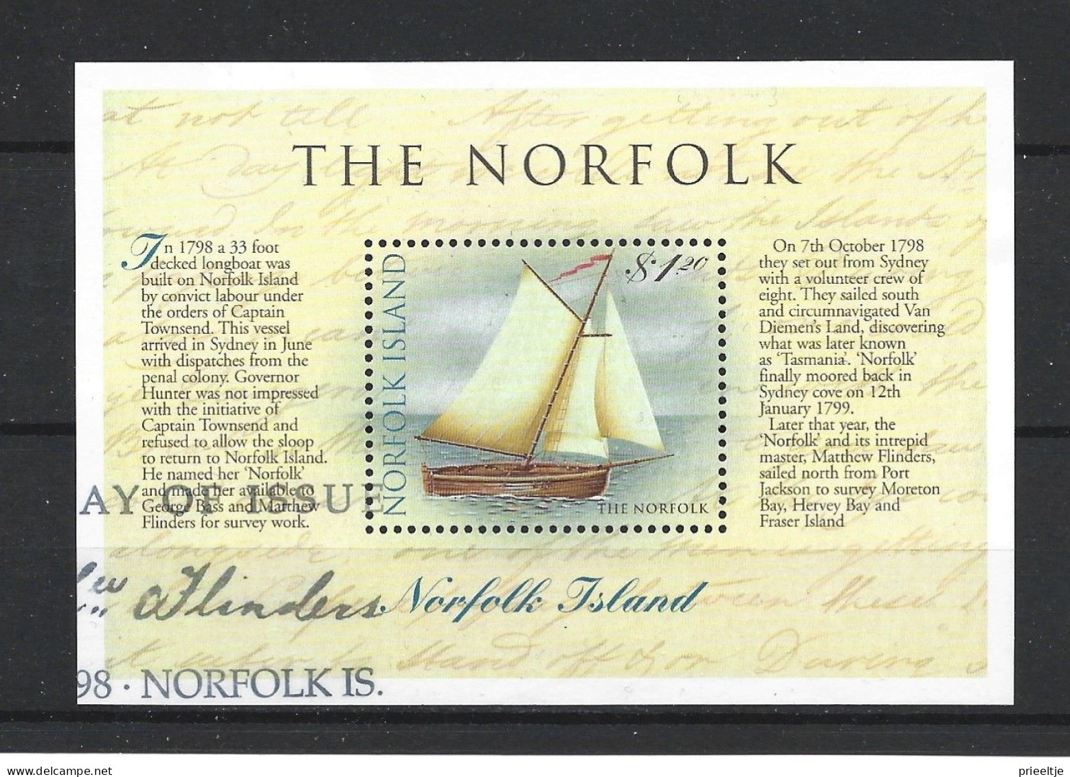 Norfolk 1998 Construction Of 'The Norfolk' Bicentenary  S/S Y.T. BF 29  (0) - Norfolk Island