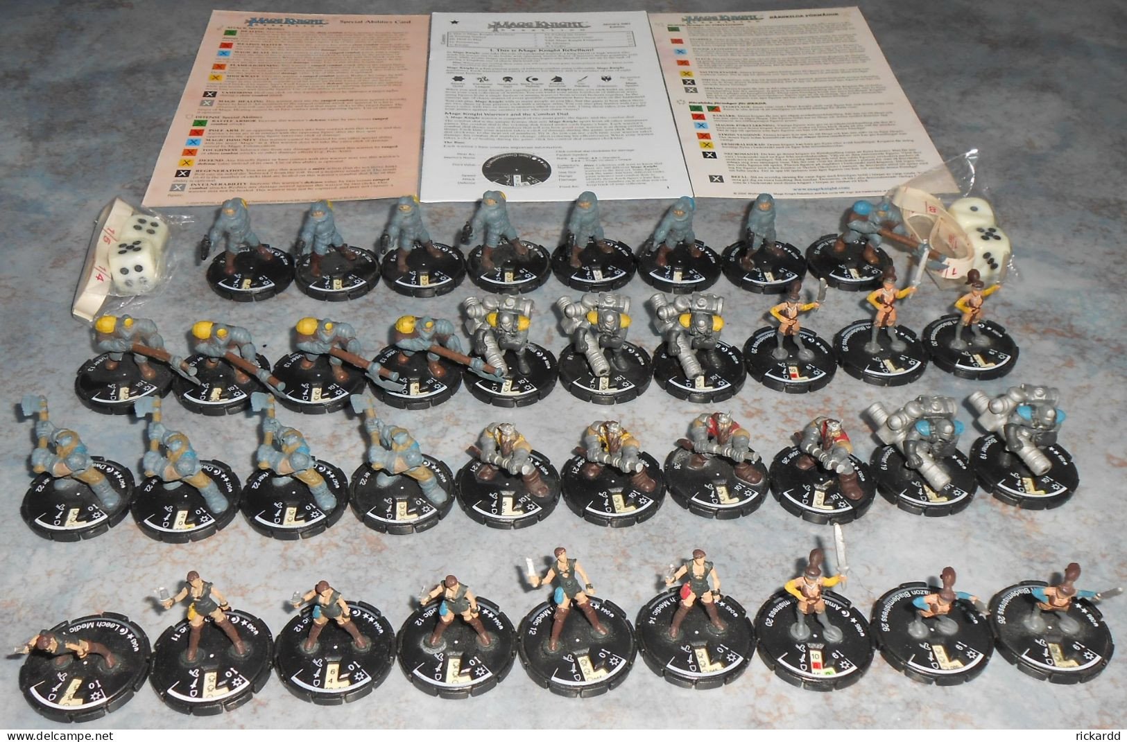 37 Pcs Mage Knight Rebellion - Black Powder Rebels + Rules & Dices Etc - Other & Unclassified