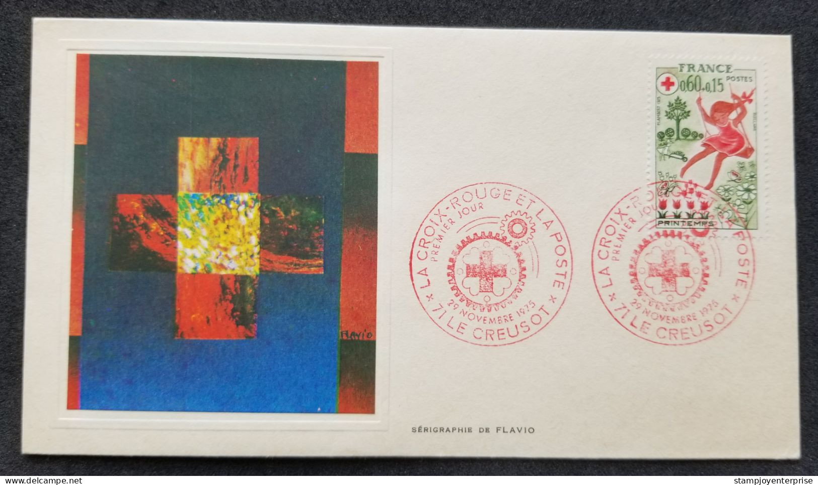 France Red Cross Spring 1975 Butterfly Flower Girl Health Tree (stamp FDC) - 1971-1976 Marianna Di Béquet