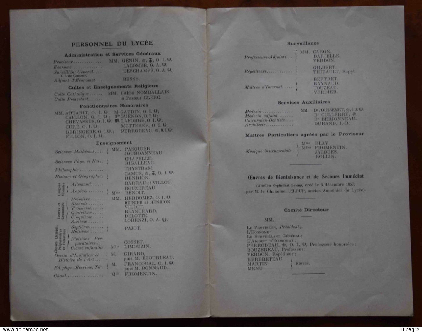 RARE DISTRIBUTION SOLENNELLE DES PRIX, LYCÉE LA ROCHE-SUR-YON. JUILLET 1939, VENDÉE, ACADÉMIE POITIERS - Diplômes & Bulletins Scolaires