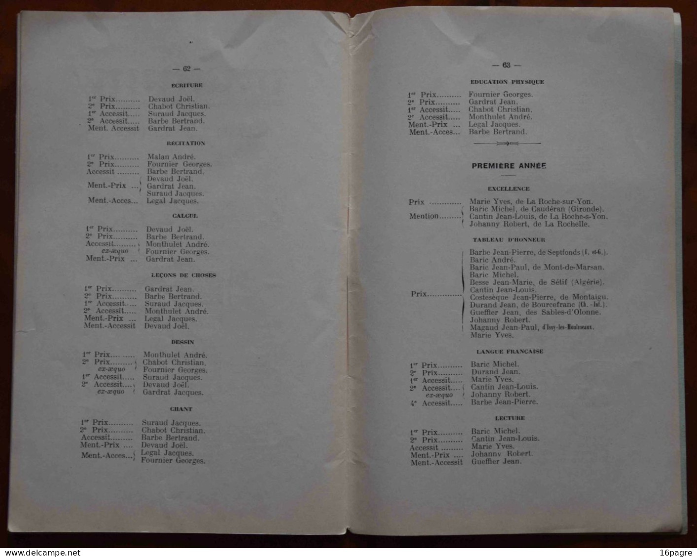 RARE DISTRIBUTION SOLENNELLE DES PRIX, LYCÉE LA ROCHE-SUR-YON. JUILLET 1939, VENDÉE, ACADÉMIE POITIERS