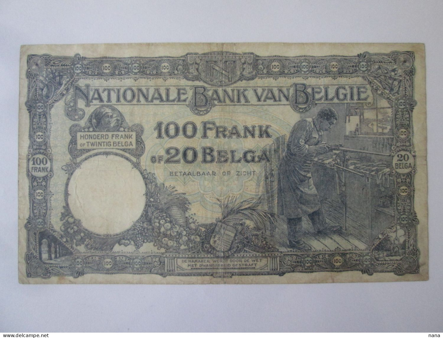 Rare Date! Belgium 100 Francs/20 Belgas 1927,see Pictures - 100 Francos & 100 Francos-20 Belgas