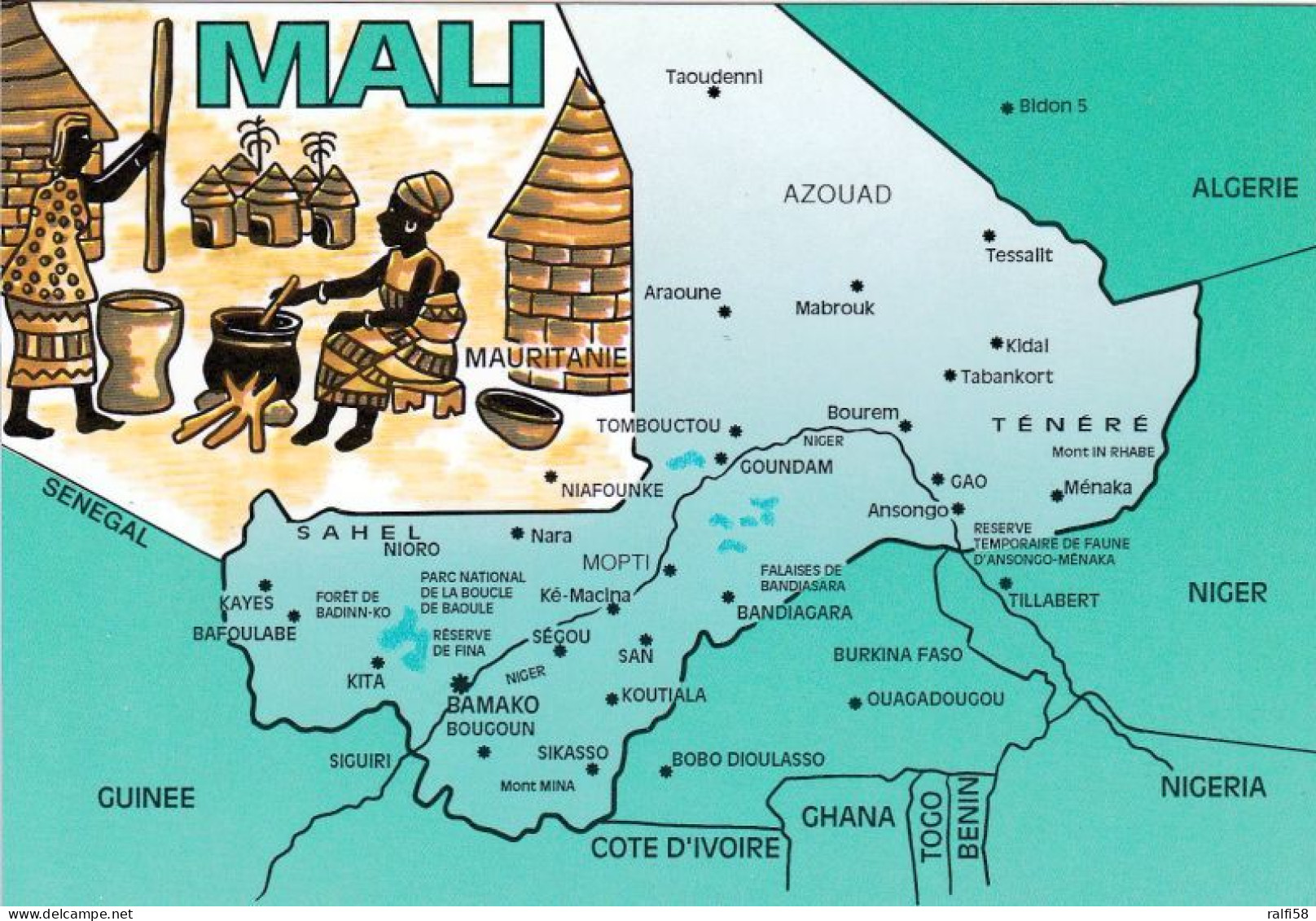 1 Map Of Mali * 1 Ansichtskarte Mit Der Landkarte Von Mali * - Cartes Géographiques