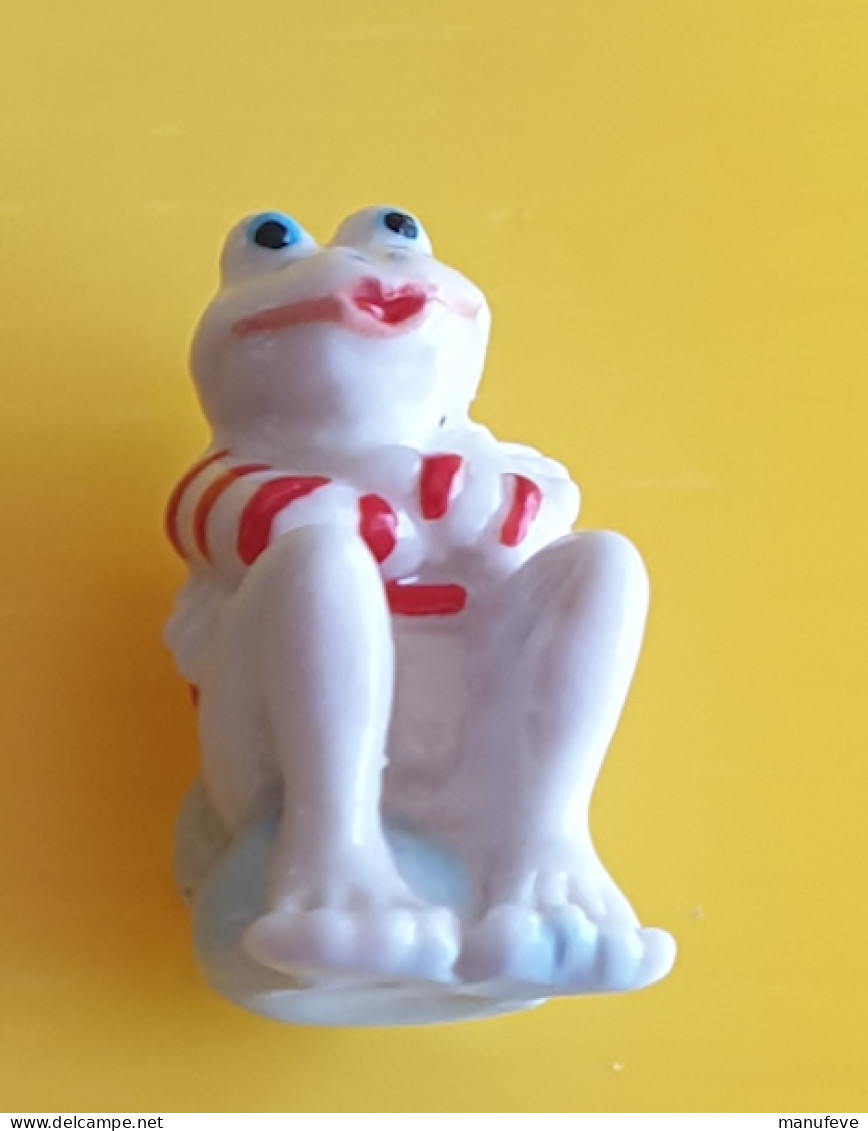 Fève  - Froggies French Symbol - Grenouille Assise Marinière Rouge Et Blanche - Animaux