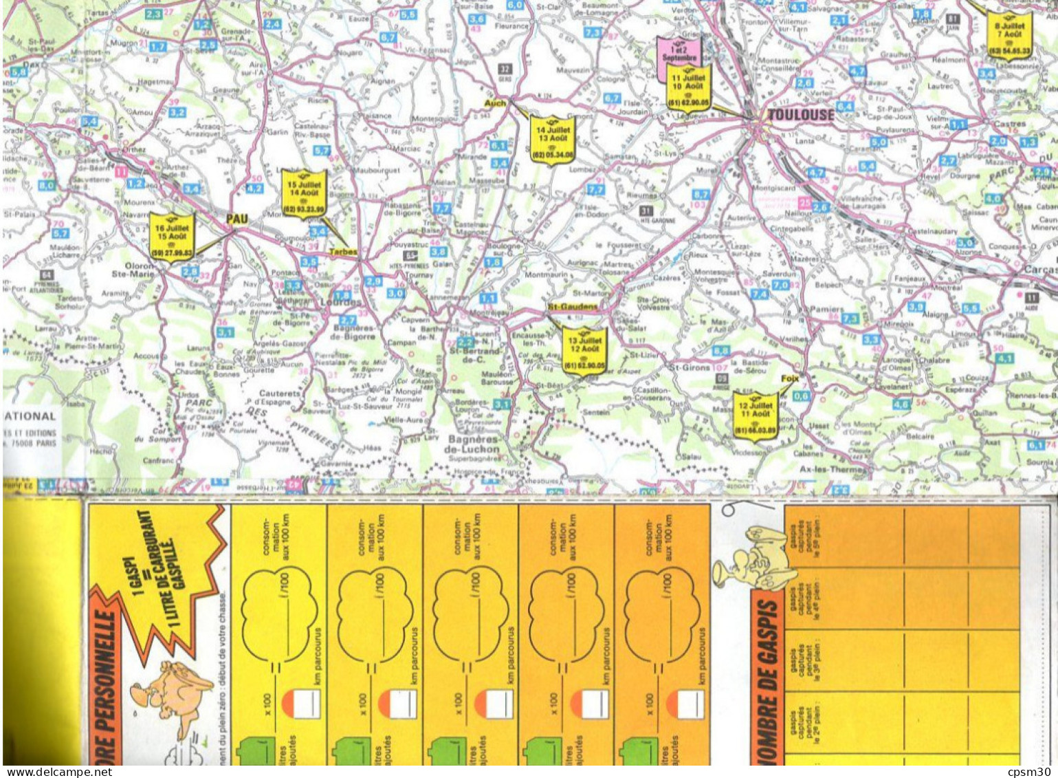 Carte Chasse Aux Gaspi 1979 échelle 1/1.000.000 - Carte Stradali