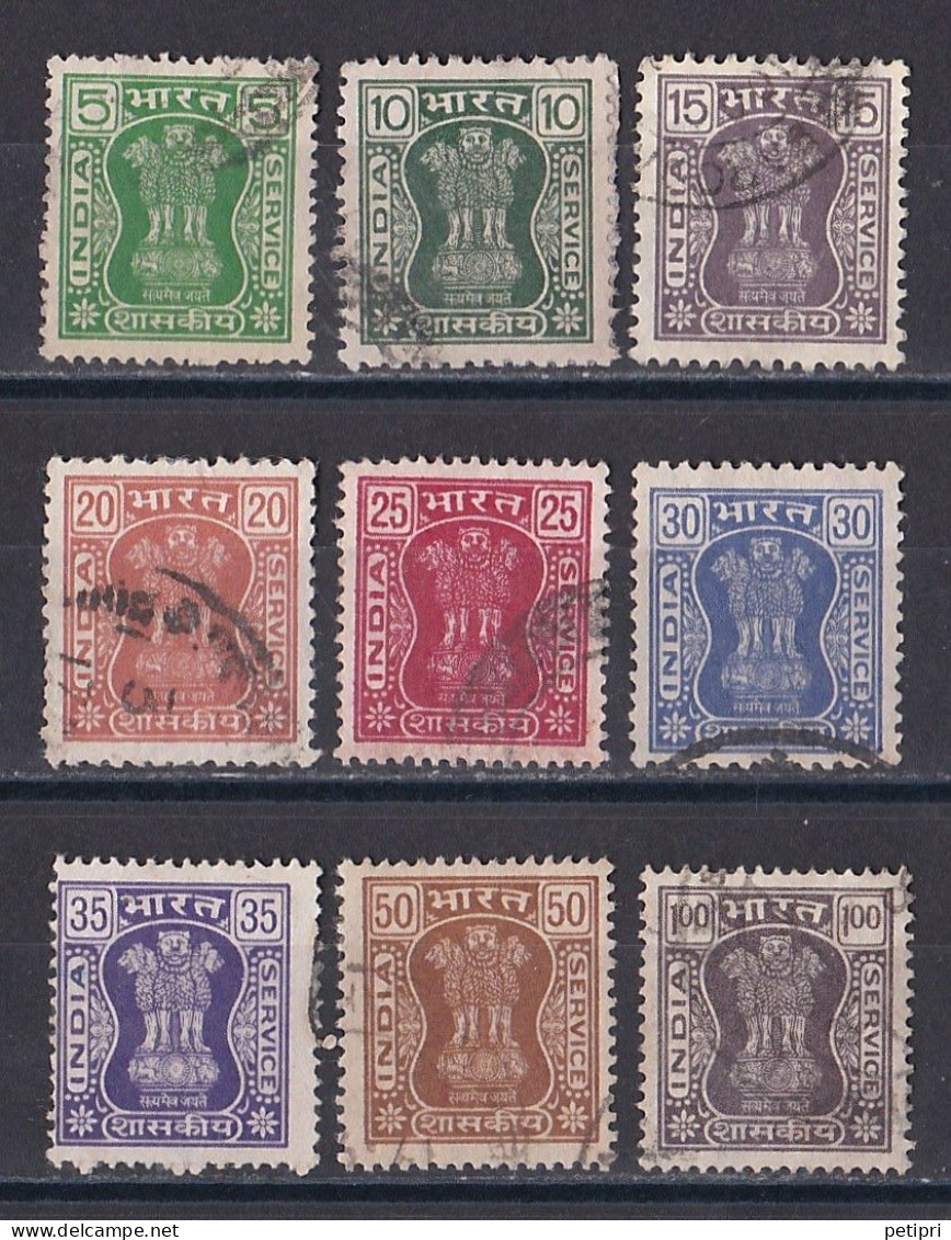 Inde  - Timbre De Service  Y&T N°  54  55  56  57  58  59  60  61  62  Oblitérés - Timbres De Service