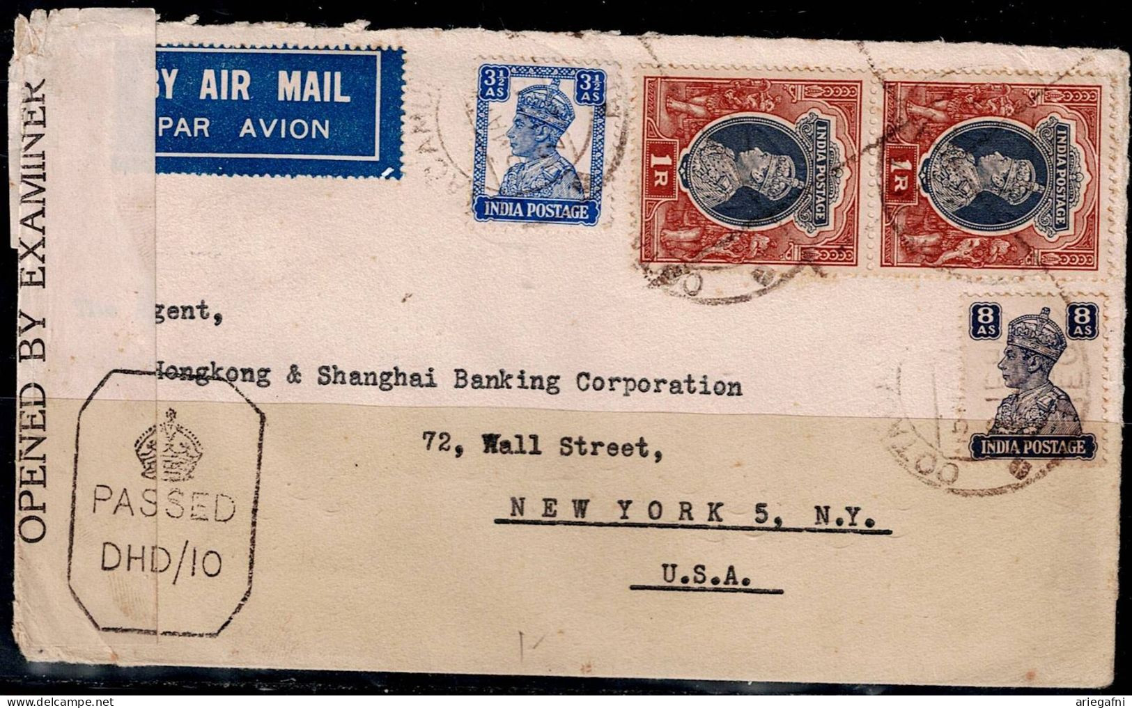 INDIA 1945 COVER SENT TO NEW YORK USA MOVED CENSORSHIP VF!! - Sonstige & Ohne Zuordnung