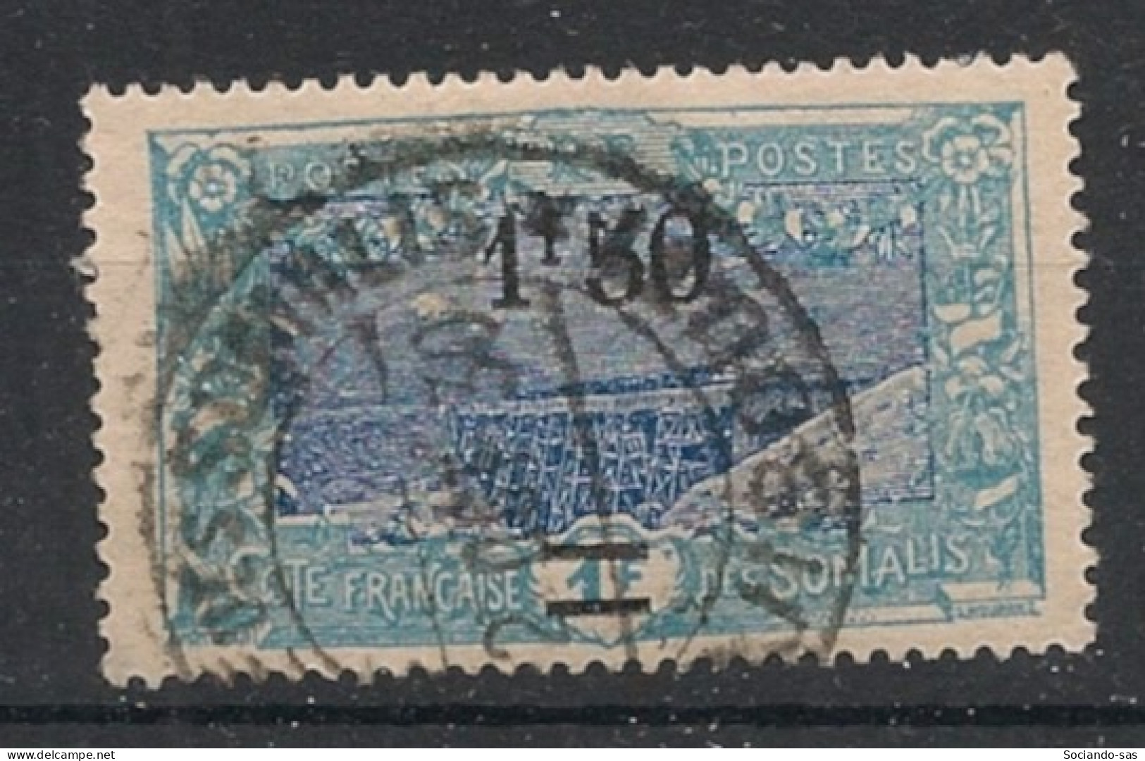 COTE DES SOMALIS - 1924-27 - N°YT. 118 - Holl-Holli 1f50 Sur 1f Bleu - Oblitéré / Used - Usati