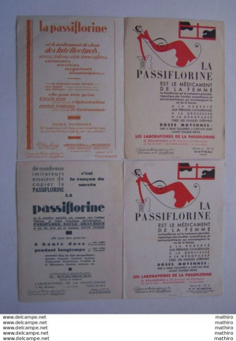 14 Affichettes publicitaires ;Dessins de Maîtres édités par les Laboratoires Passiflorine ; 21/15,5