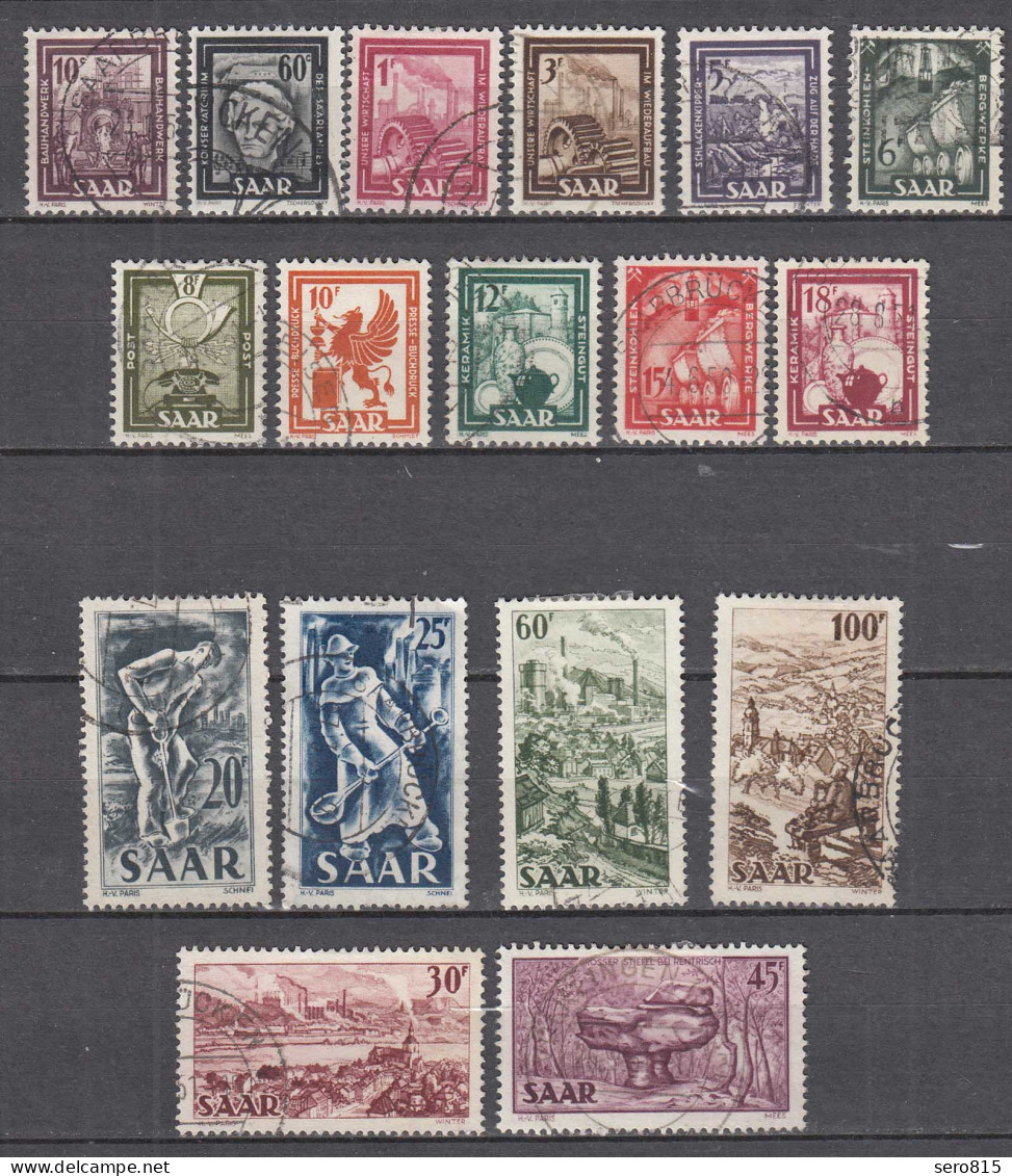 Saarland 1949 Mi. 272-288 Freimarken Industrie + Handel Gestempelt Used   (70539 - Other & Unclassified