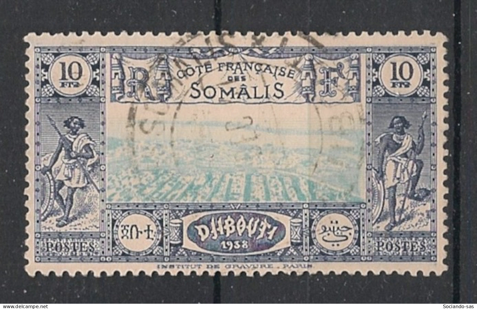 COTE DES SOMALIS - 1938 - N°YT. 168 - Djibouti 10f Bleu Foncé - Oblitéré / Used - Usati