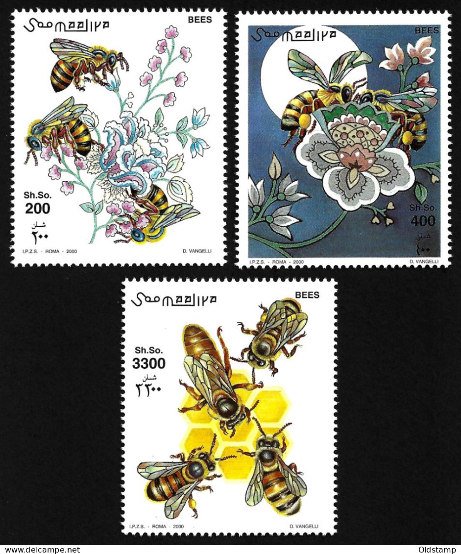 Somalia 2000 MNH Bee Honey Insects Honeybees Flowers Flora Fauna MNH Luxe Stamps Full Set Serie Mi.# 805-807 - Abejas