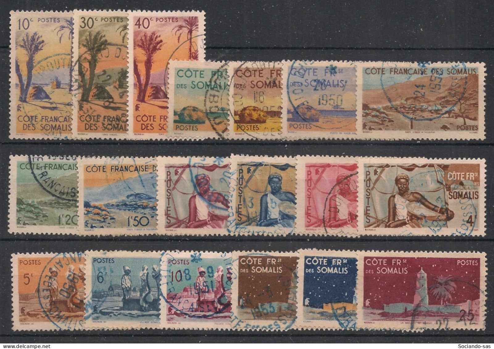 COTE DES SOMALIS - 1947 - N°YT. 264 à 282 - Série Complète - Oblitéré / Used - Gebruikt