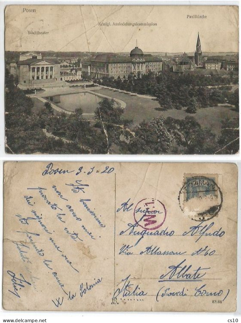Old Poland Polska - Lot #10 Pcards used 3march/24april 1920 to same address in Italy - stampless