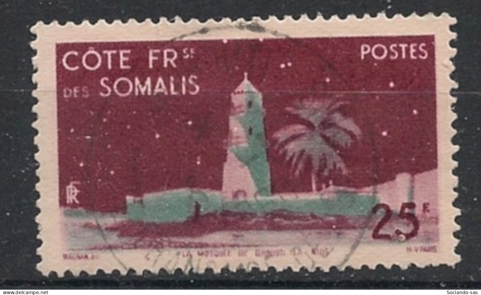 COTE DES SOMALIS - 1947 - N°YT. 282 - Mosquée 25f - Oblitéré / Used - Gebruikt