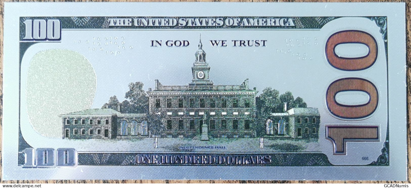 Billet 100 Dollars USA - Polymère Silver Feuille D'Argent - Etats-Unis - Collezioni