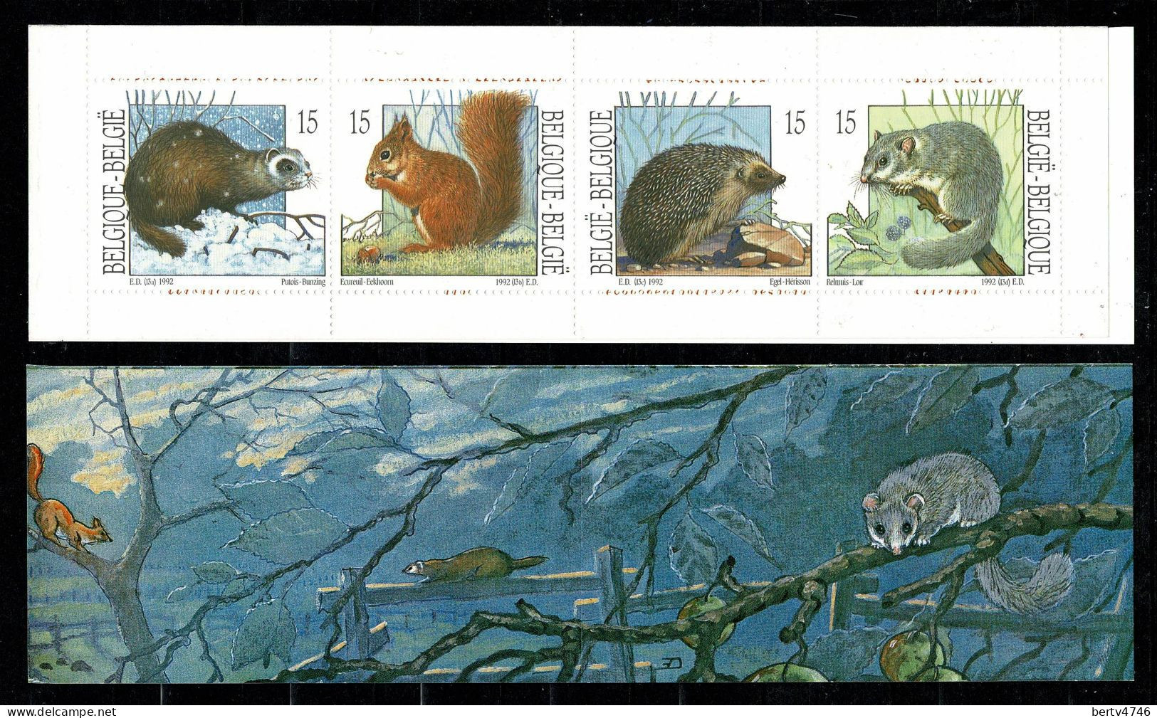 Belg. 1992 OBP/COB  B 23**, Mi MH 34**, Yv. C2477** MNH Kleine Zoogdieren / Petits Mammifères. - 1953-2006 Modernes [B]