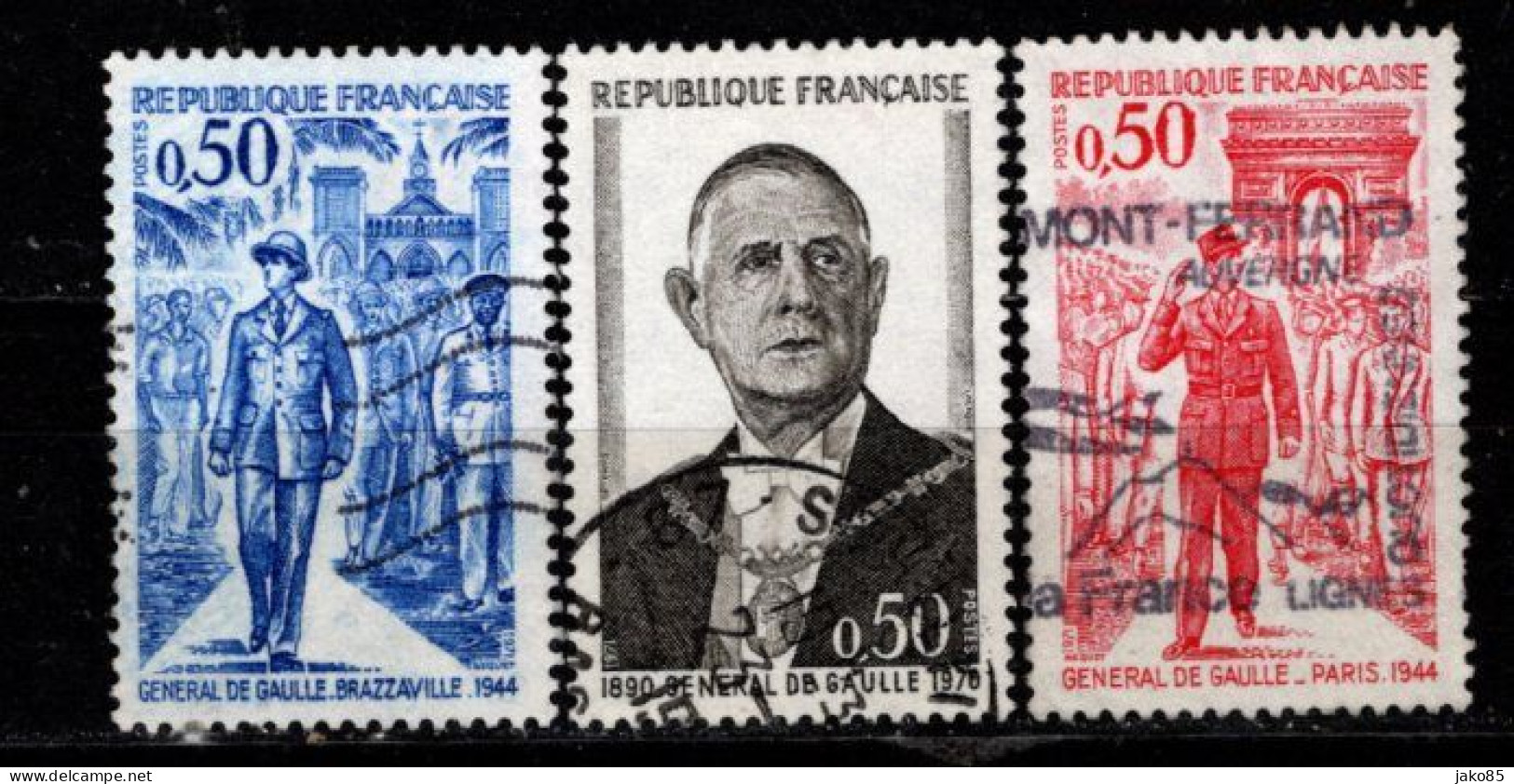 - FRANCE - 1971 - YT N° 1696 / 1698 - Oblitérés - Général De Gaulle - Gebraucht