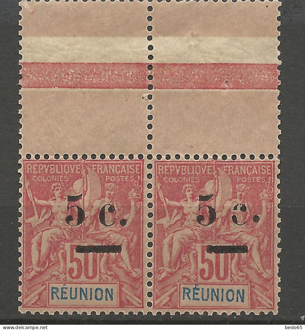 REUNION N° 53 Variétée C Cassé Tenant à Normal NEUF** LUXE SANS CHARNIERE  / Hingeless  / MNH - Ungebraucht