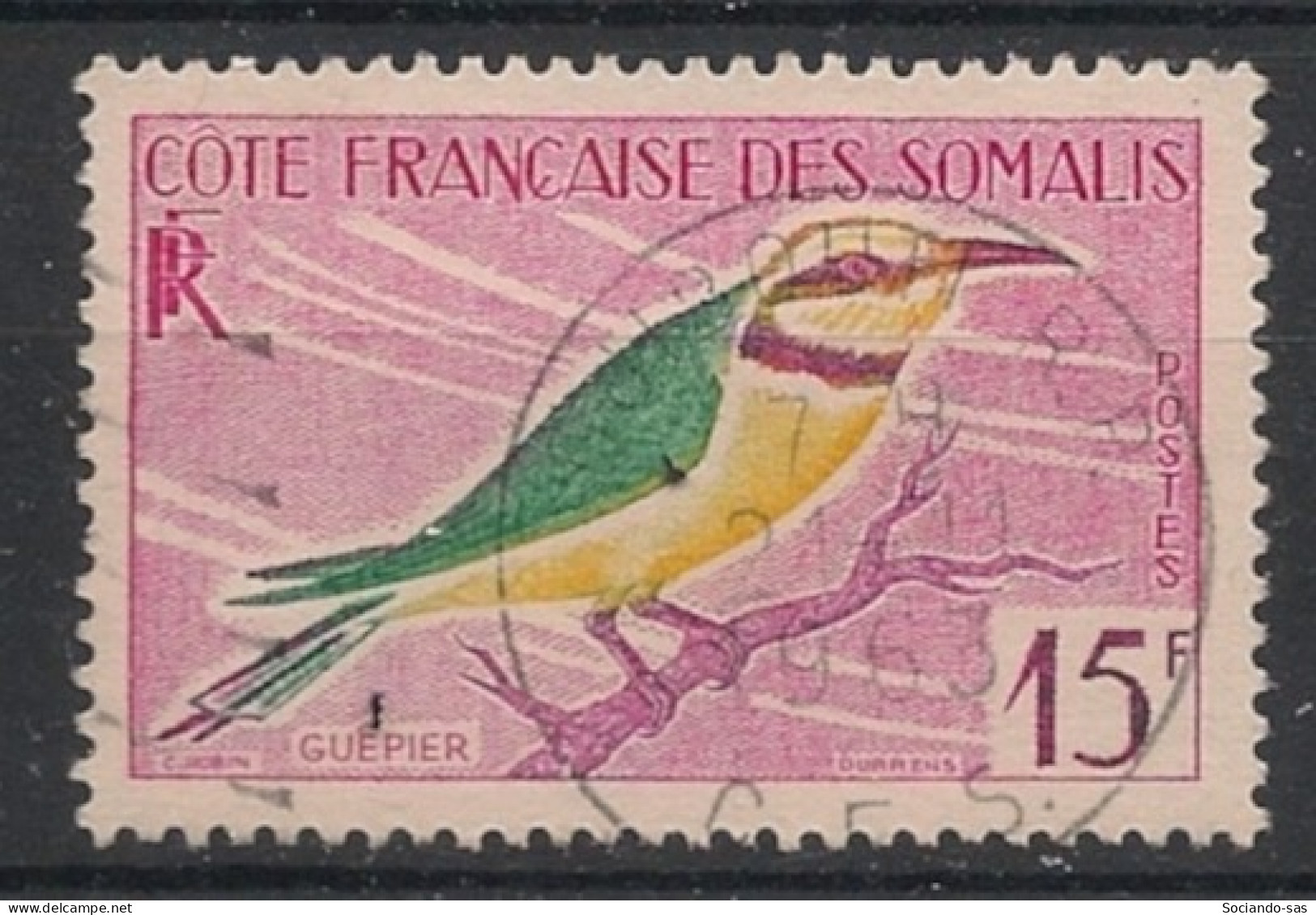 COTE DES SOMALIS - 1959-60 - N°YT. 298 - Guêpier 15f Rose - Oblitéré / Used - Gebraucht