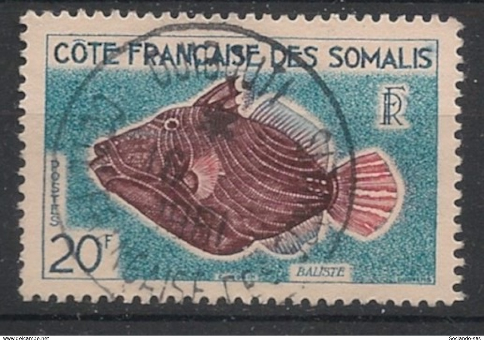 COTE DES SOMALIS - 1959-60 - N°YT. 299 - Poisson 20f - Oblitéré / Used - Oblitérés