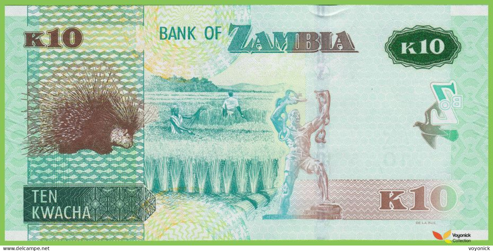 Voyo ZAMBIA 10 Kwacha 2020 P58c B167b CT/20 UNC Fish Eagle - Sambia