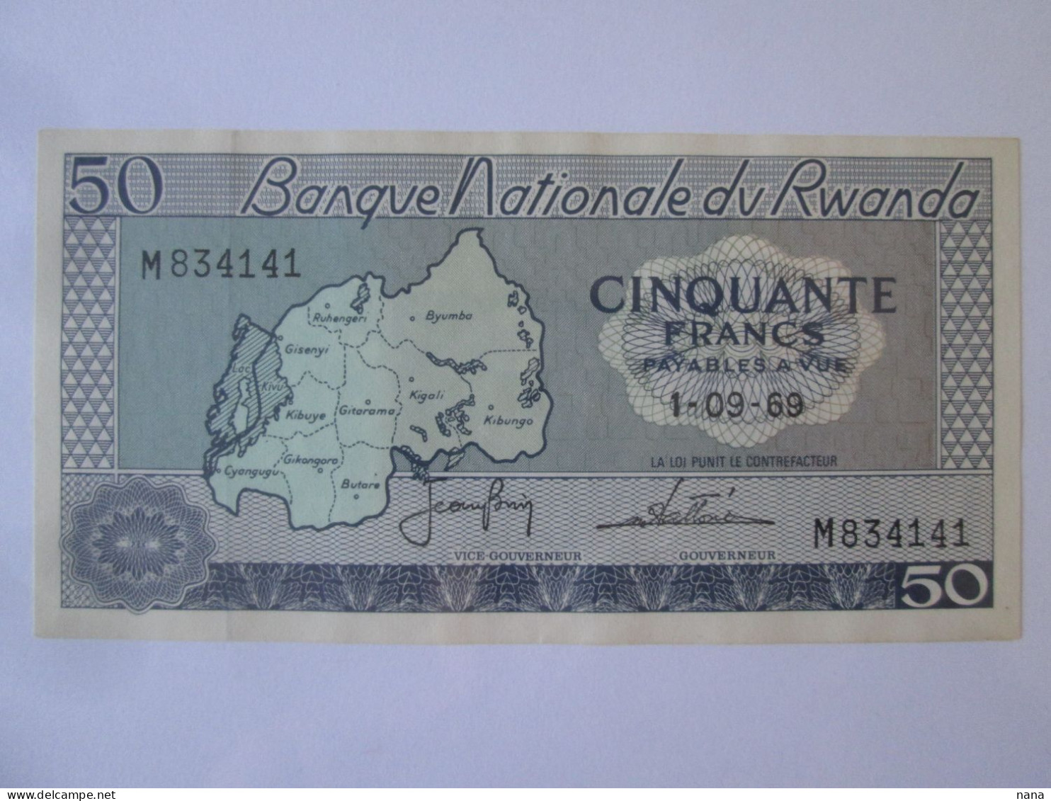 Rare! Rwanda 50 Francs/Amafranga 1969 UNC,see Pictures - Rwanda