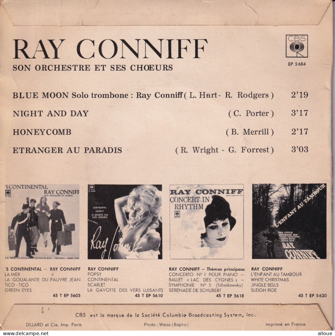 RAY CONNIFF - FR EP - BLUE MOON  + 3 - Jazz