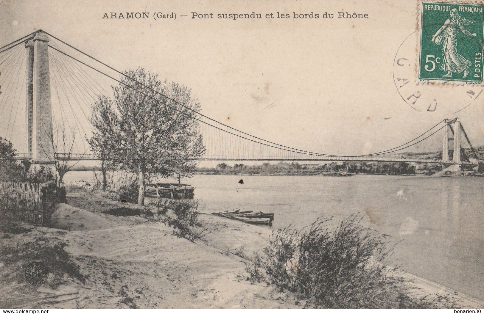 CPA 30 ARAMON PONT SUSPENDU (DISPARU) SUR LE RHONE - Aramon