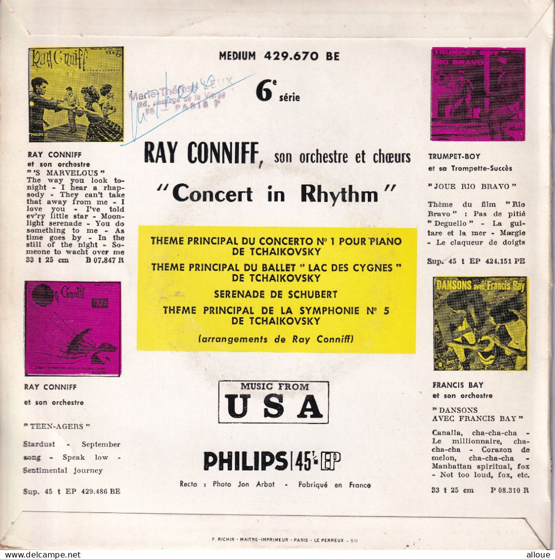 RAY CONNIFF - FR EP - CONCERT IN RHYTHM - Instrumental