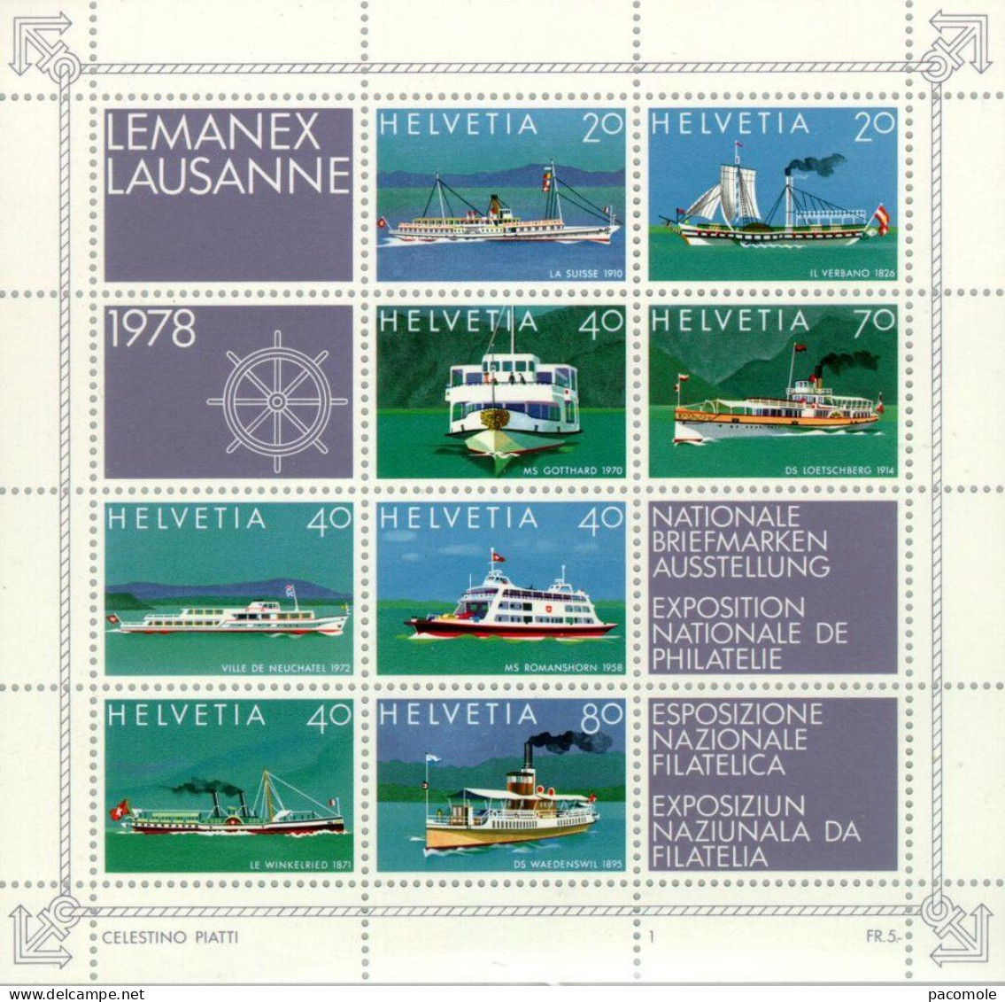 Suisse - Bateaux Sur Lac Léman Stampexhibition LEMANEX - Neufs