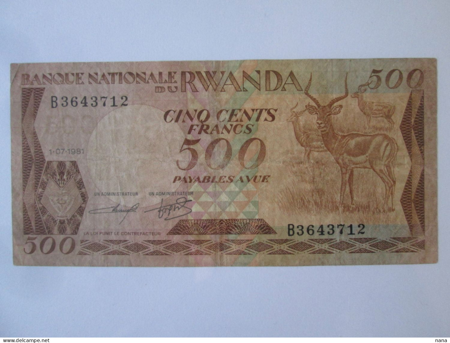 Rare! Rwanda 500 Francs/Amafranga 1981 See Pictures - Rwanda