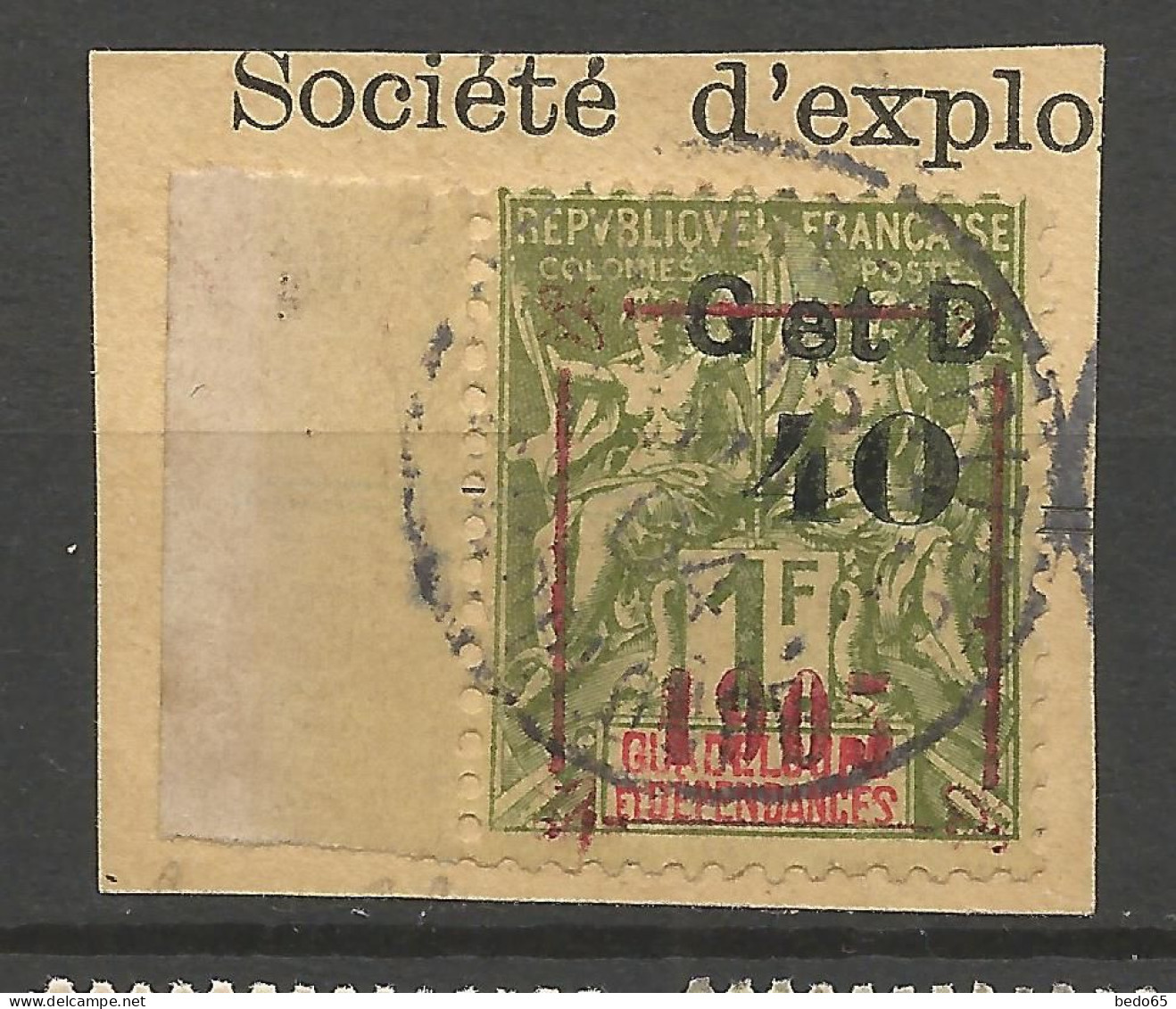 GUADELOUPE N° 52 Variétée S Renversée CACHET POINTE A PITRE Sur Fragment / Used / Signé MIRO - Usados