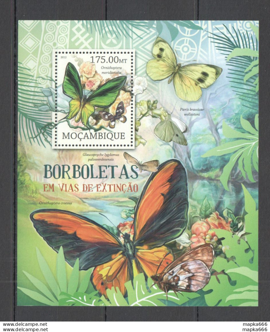 Bc961 2012 Mozambique Flora & Fauna Butterflies Ways Extinction Bl Mnh - Vlinders