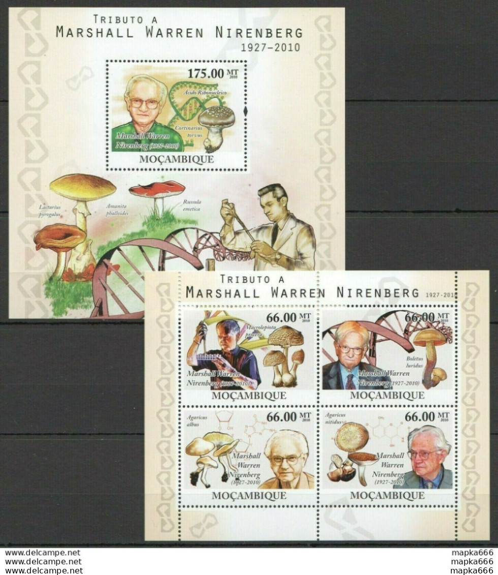 Bc1123 2010 Mozambique Marshall Nirenberg Mushrooms Chemistry Science Bl+Kb Mnh - Champignons