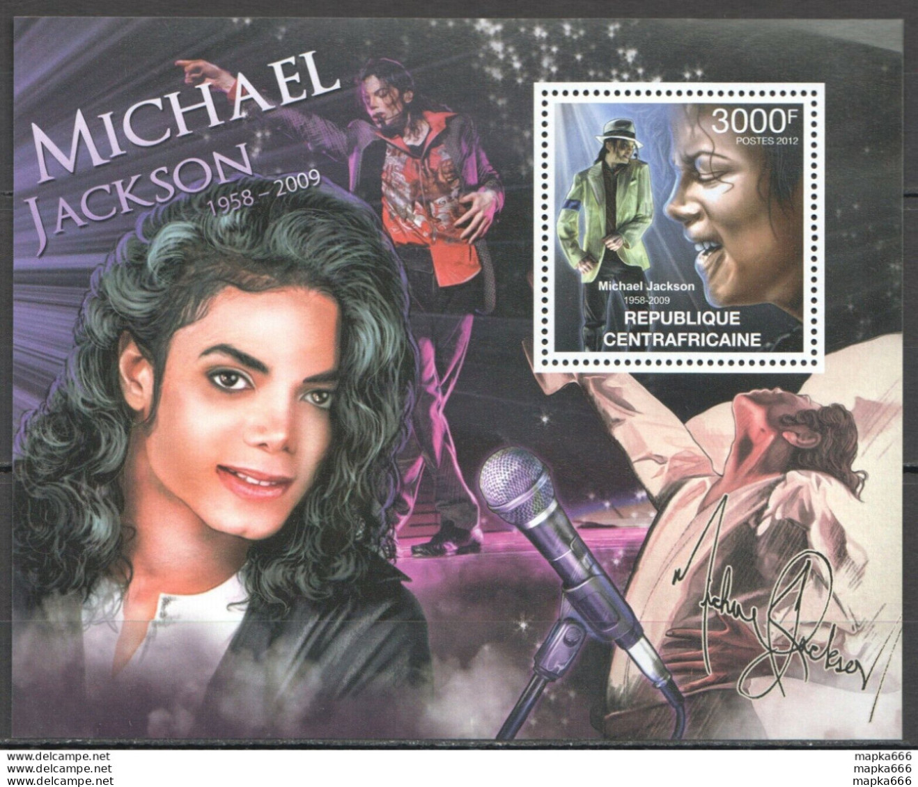 Ca861 2012 Central Africa Music Legend Michael Jackson Famous People Bl Mnh - Music