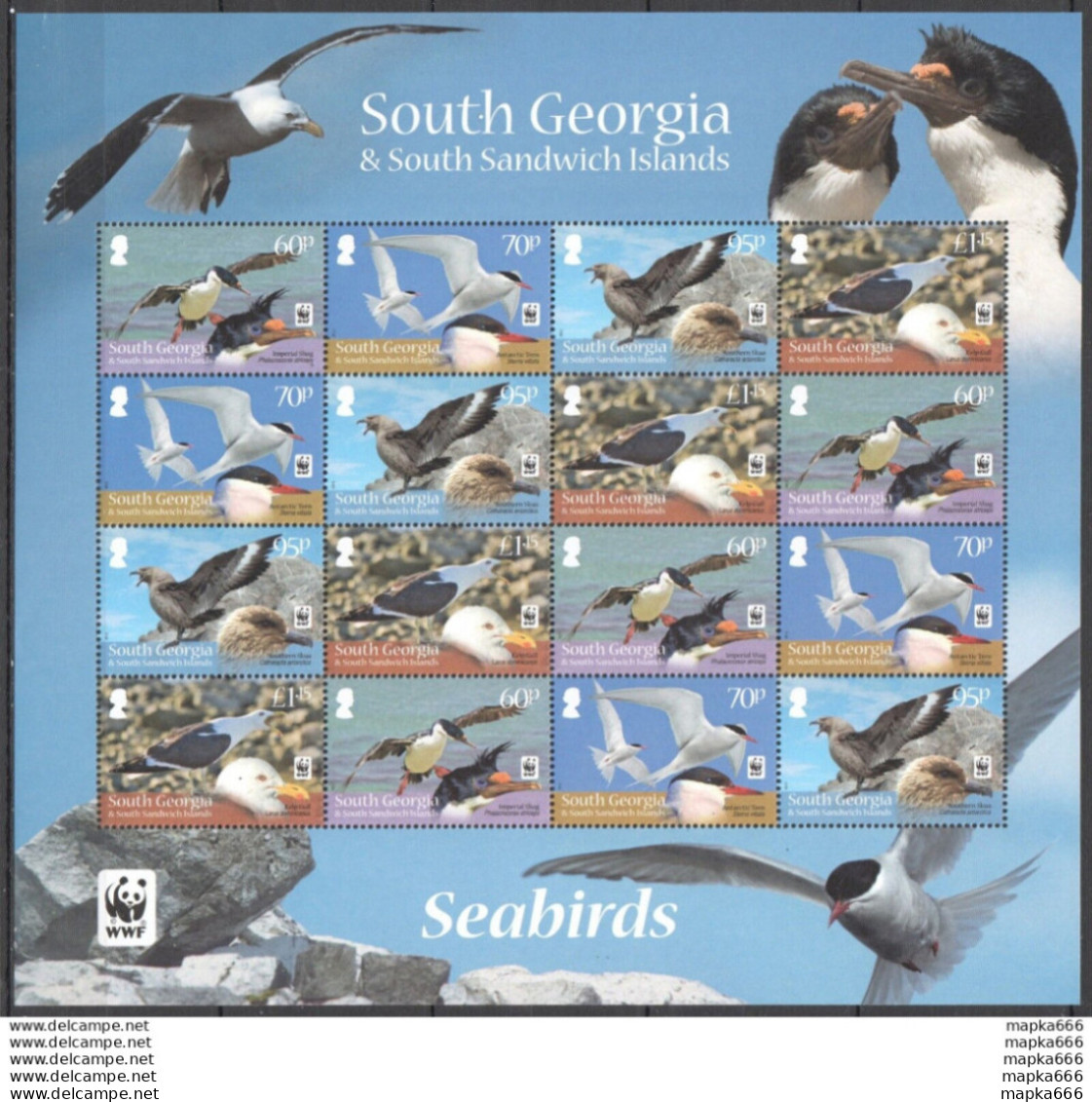 Fat016 2012 South Georgia Wwf Sea Birds Fauna #556-9 52 Euro Mnh - Neufs