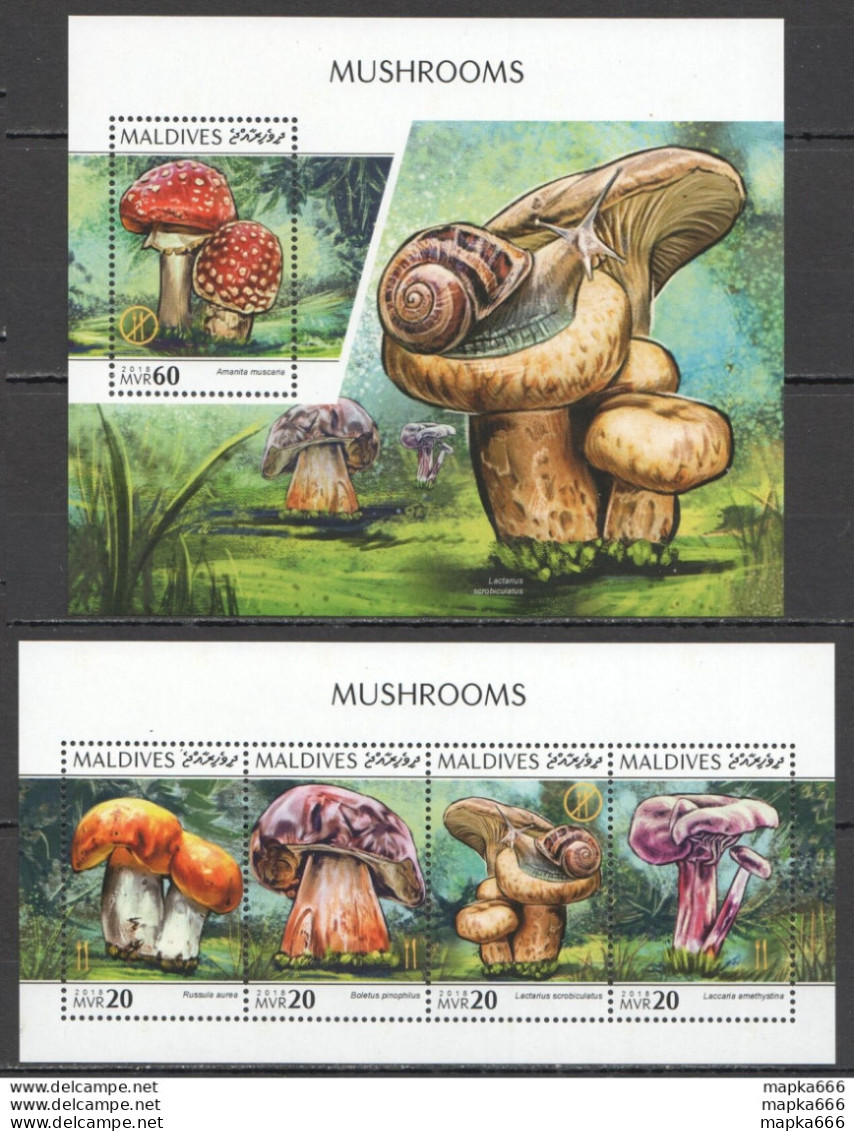 Hm0646 2018 Maldives Mushrooms Flora Nature #7928-1+Bl1251 Mnh - Champignons