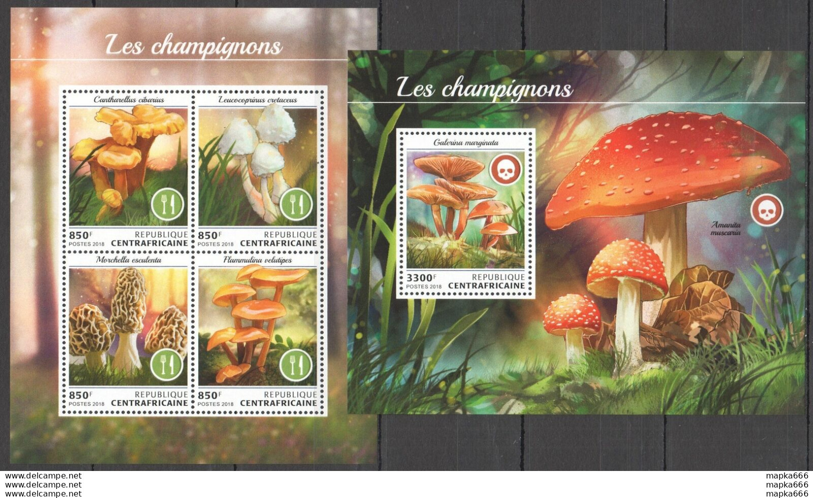 Hm0943 2018 Central Africa Mushrooms Flora Nature #7847-0+Bl1769 Mnh - Hongos